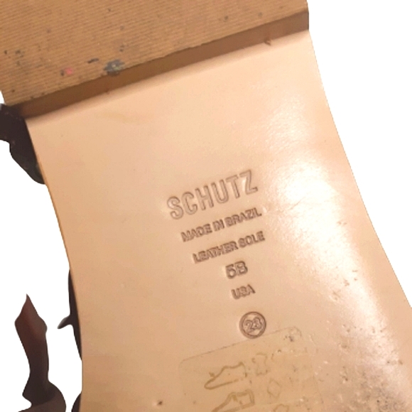 Schultz Leather Gladiator Strapy Sandal Flats Bukle Slip Brown Thong Flip Flop - Picture 9 of 9